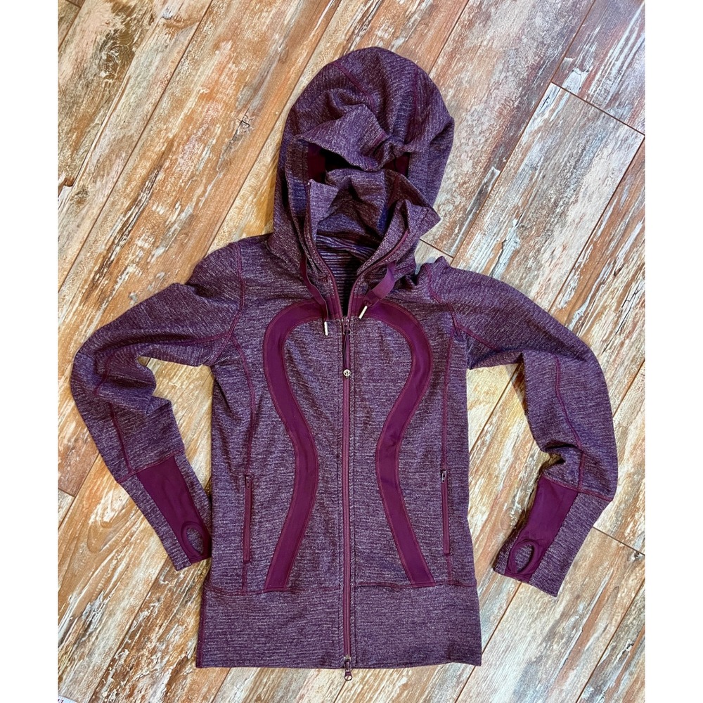 Lululemon Scuba Full Zip Hoodie Purple Space Dye Heathered Jacket Size 2‎